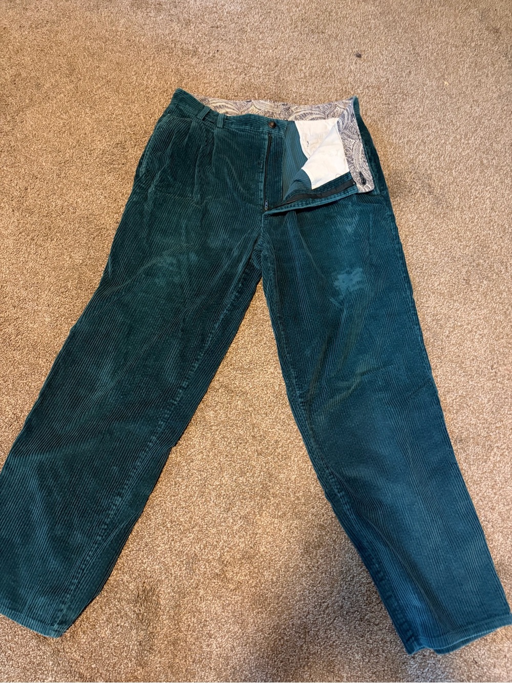 Teal Green Corduroy Trousers
